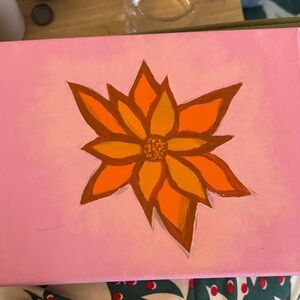 Floral Burst Pink and Orange Canvas Art